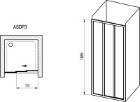 Душевая дверь в нишу Ravak Supernova ASDP3-130 Transparent, 200, профиль черный