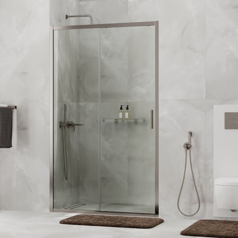 Душевая дверь в нишу Wasserkraft Tauber 64S 120 см, профиль никель, стекло прозрачное