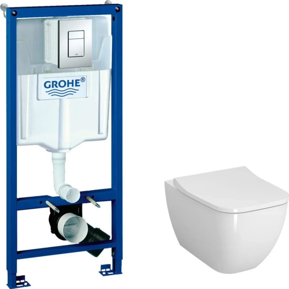 Комплект Унитаз подвесной VitrA Shift 7742B003-0075 белый глянцевый + Крышка Integra Square 191-003-009 с микролифтом + Инсталляция Grohe Rapid SL 38772001 3 в 1 с кнопкой смыва