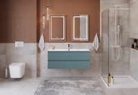 Тумба с раковиной BelBagno Kraft 120 подвесная, матовая голубая, раковина bb-8099-120