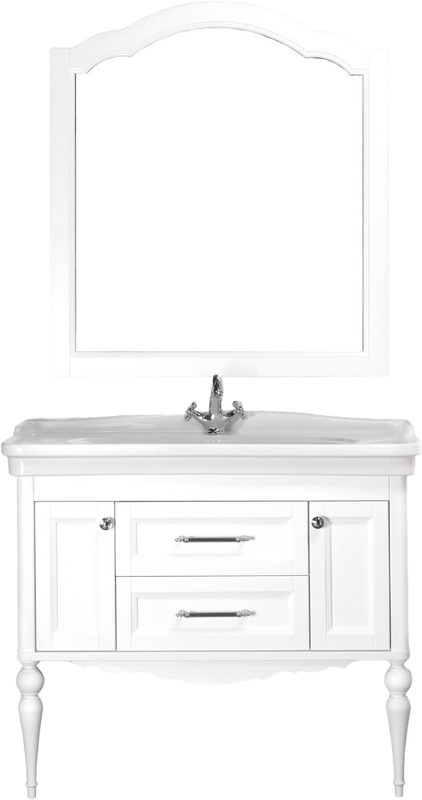 Мебель для ванной комнаты ValenHouse Эстетика 100, белая, подвесная, ручки хром, раковина Модерн