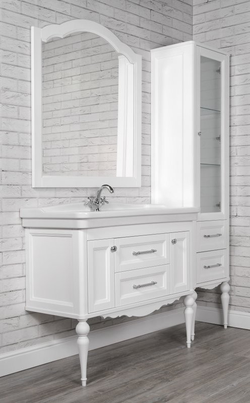 Мебель для ванной комнаты ValenHouse Эстетика 100, белая, подвесная, ручки хром, раковина Модерн