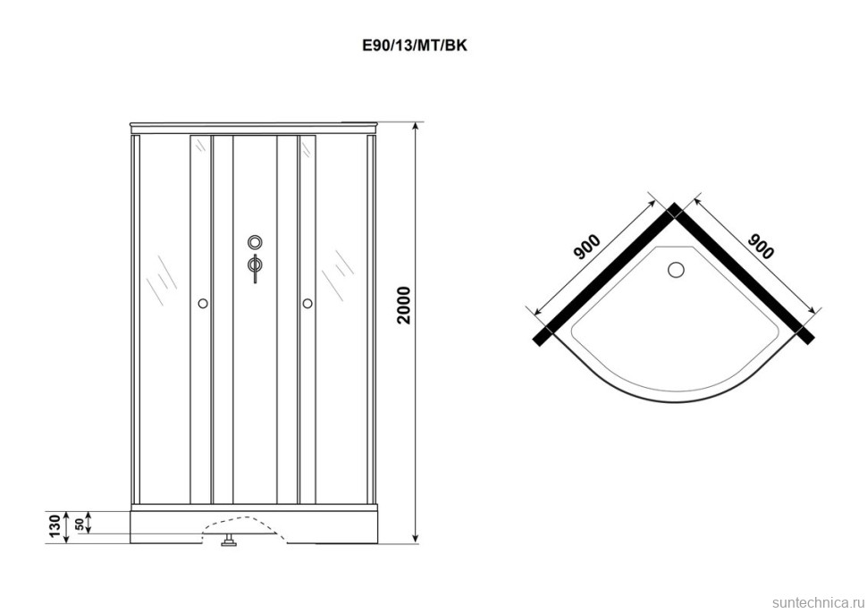 Душевая кабина Niagara Eco E90/13/MT/BK 90х90 см