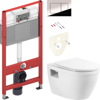 Комплект Унитаз подвесной BelBagno Loto BB070CHR/SC безободковый + Инсталляция TECE Now 9400412 4 в 1 с кнопкой смыва