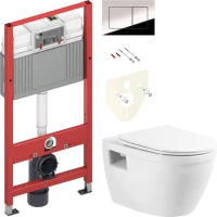 Комплект Унитаз подвесной BelBagno Loto BB070CHR/SC безободковый + Инсталляция TECE Now 9400412 4 в 1 с кнопкой смыва