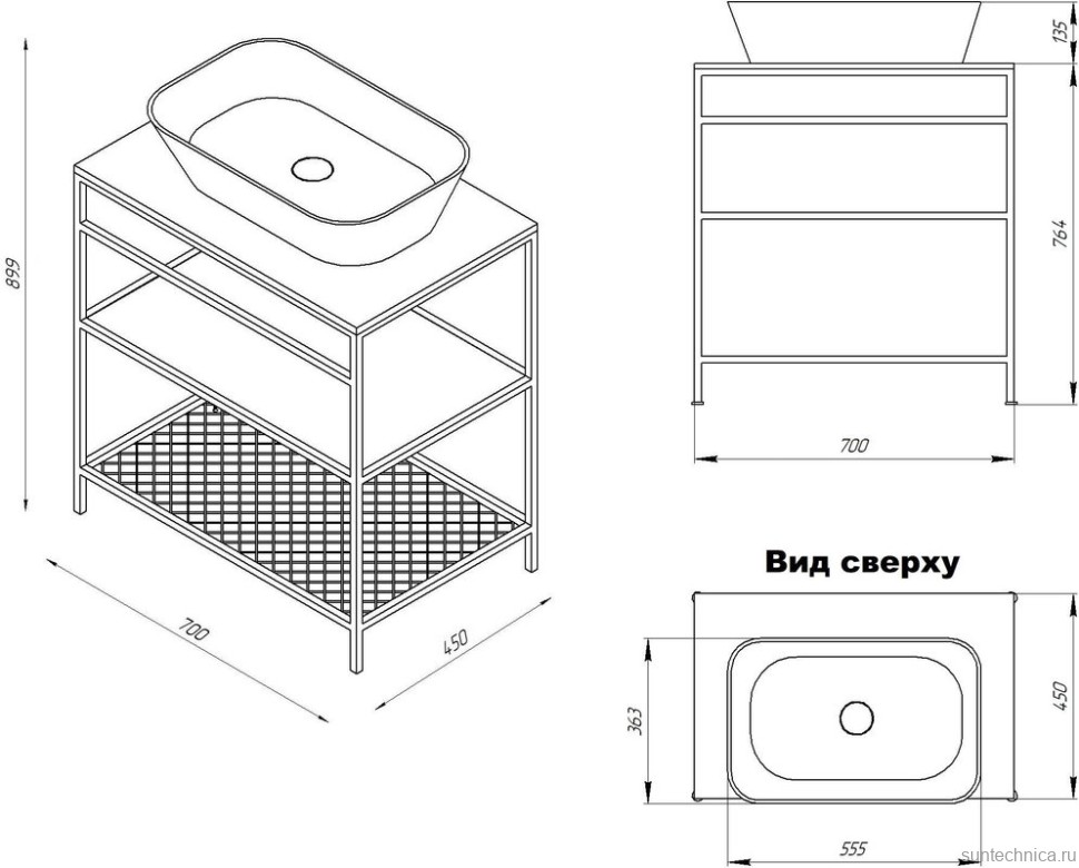 Мебель для ванной комнаты STWORKI Нюборг 70 с зеркалом, в стиле лофт, черная (комплект, гарнитур)