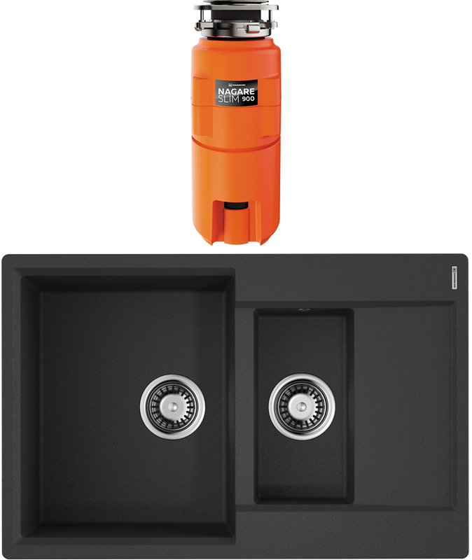 Комплект Мойка Omoikiri Daisen 78-2T-BL черная + Измельчитель Nagare slim 900
