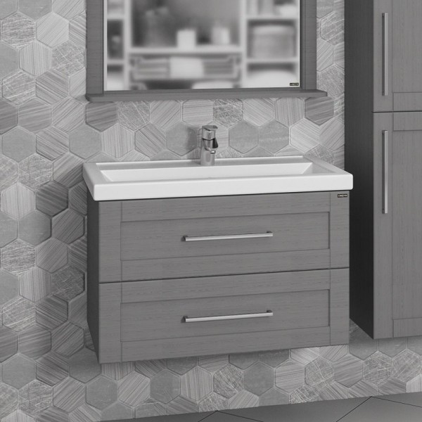 Тумба с раковиной СаНта Венера 80 подвесная, дуб серый