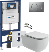 Комплект Унитаз подвесной Ceramicanova Noel + Крепления Geberit Duofix 111.815.00.1 к стене + Звукоизоляция + Инсталляция UP 320 111.300.00.5 + Кнопка Sigma 01 115.770.JQ.5 лакированная, матовый хром