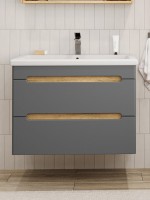 Тумба под раковину без столешницы SanStar Diva 70 подвесная графит софт, дуб вотан