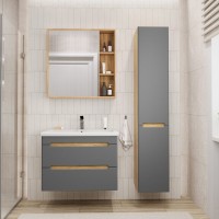 Тумба под раковину без столешницы SanStar Diva 70 подвесная графит софт, дуб вотан