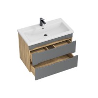 Тумба под раковину без столешницы SanStar Diva 70 подвесная графит софт, дуб вотан