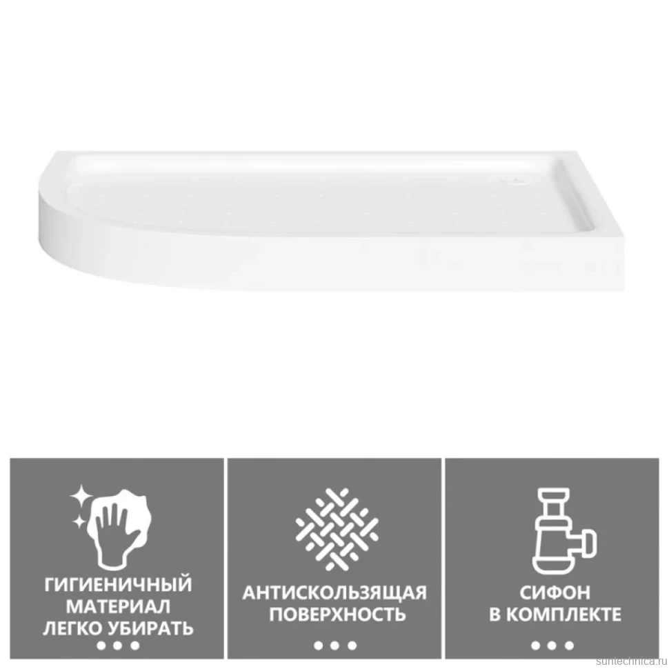 Поддон для душа Abber AD3E129 R 120х90 см, асимметричный, белый