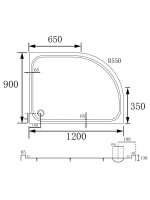 Поддон для душа Abber AD3E129 R 120х90 см, асимметричный, белый