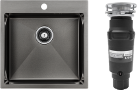 Комплект Мойка Paulmark Kroner PM215151-GM вороненая сталь + Измельчитель Bone Crusher BC 910-SL-Slim Line