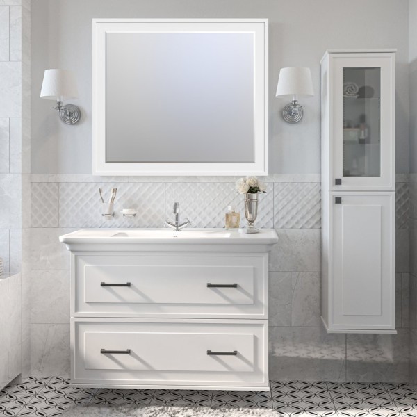 Мебель для ванной комнаты Sanflor Модена 105 подвесная, белая, зеркало STWORKI Хадстен