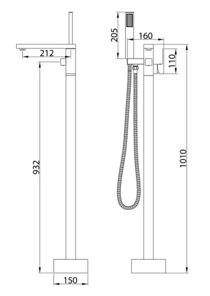 Напольный смеситель для ванны с душем Grossman Falcon 530.K35.08.320 золото