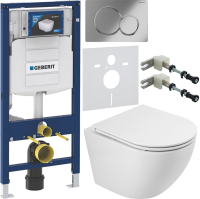 Комплект Унитаз подвесной BelBagno Sfera-r BB046CH-TOR безободковый + Крышка BB870SC с микролифтом + Инсталляция Geberit Duofix UP 320 111.300.00.5 + Кнопка Sigma 01 115.770.21.5 хром + Крепления 111.815.00.1 к стене + Звукоизоляция
