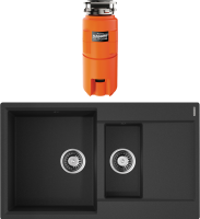 Комплект Мойка Omoikiri Daisen 86-2 черная + Измельчитель Nagare slim 1250