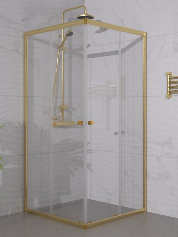 Душевой уголок Triton Вента -Голд 90х90, профиль золото, стекло прозрачное