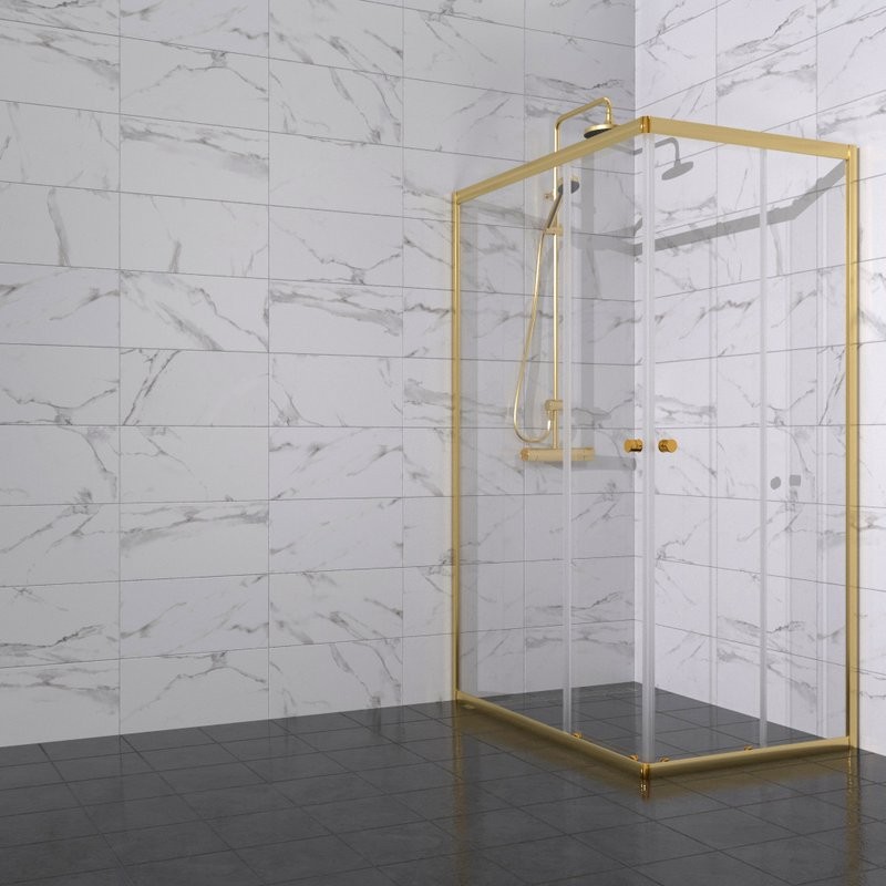 Душевой уголок Triton Вента -Голд 90х90, профиль золото, стекло прозрачное