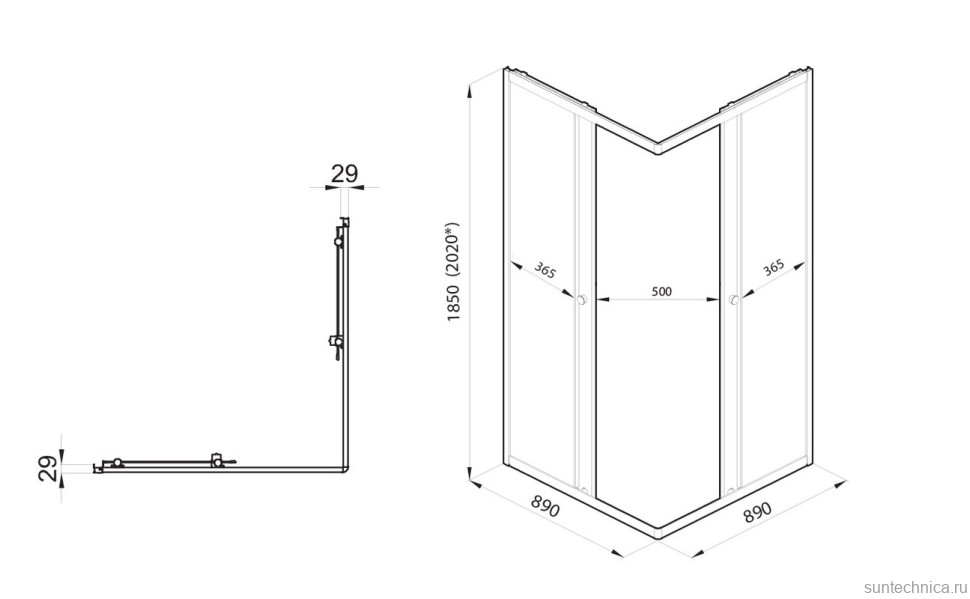 Душевой уголок Triton Вента -Голд 90х90, профиль золото, стекло прозрачное