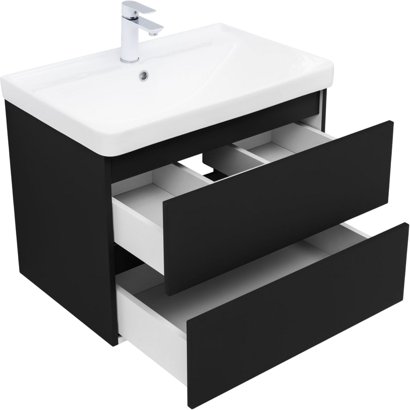 Тумба под раковину без столешницы Aquanet Вега 2.0 70 подвесная, черная матовая