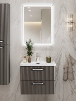 Мебель для ванной комнаты BelBagno Due 60 ручки хром полированный, оружейная сталь