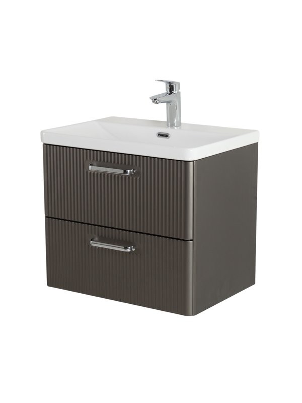 Мебель для ванной комнаты BelBagno Due 60 ручки хром полированный, оружейная сталь