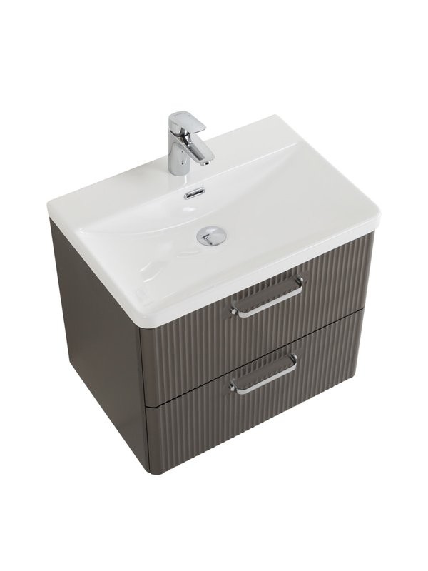 Мебель для ванной комнаты BelBagno Due 60 ручки хром полированный, оружейная сталь