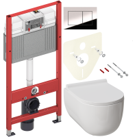 Комплект Унитаз подвесной Damixa Scandinavian Pure DX36C1701SC с микролифтом, безободковый + Инсталляция TECE Now 9400412 4 в 1 с кнопкой смыва