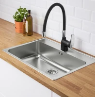 Смеситель для кухни Frap F4453-04 с гибким изливом, черный Смеситель для кухни Frap F4453-04 с гибким изливом, черный