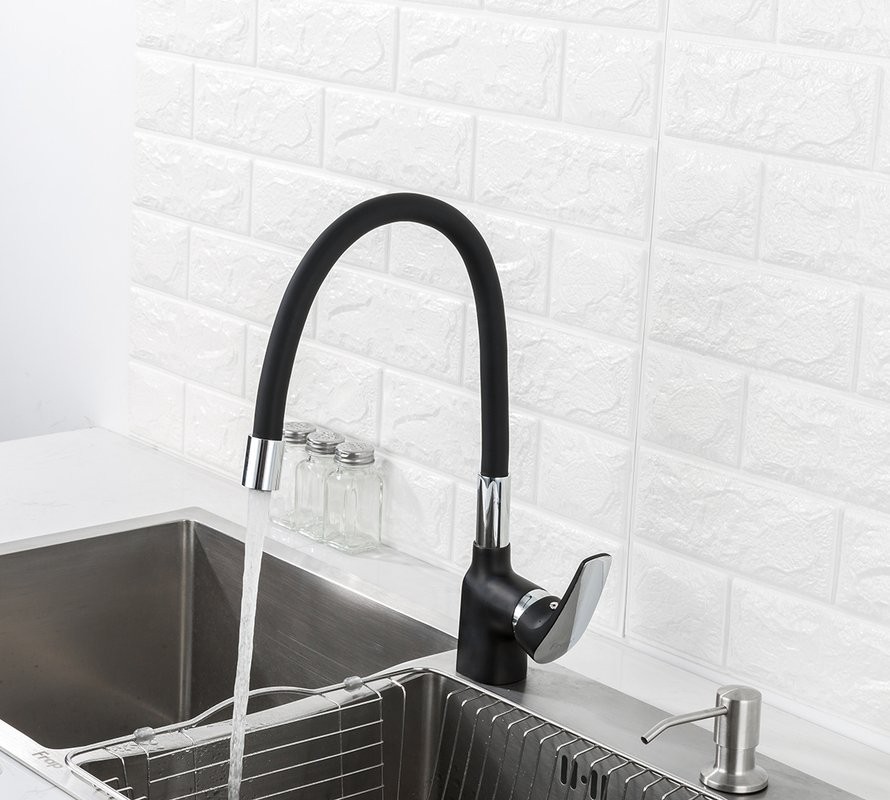 Смеситель для кухни Frap F4453-04 с гибким изливом, черный
