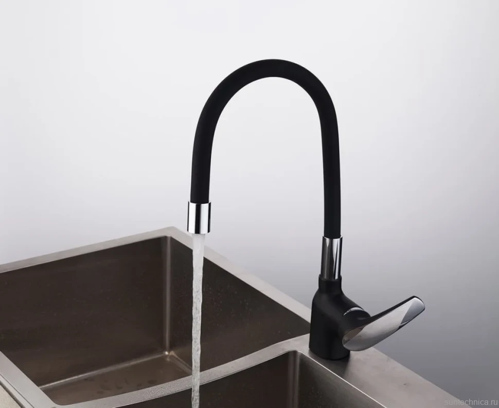 Смеситель для кухни Frap F4453-04 с гибким изливом, черный