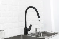 Смеситель для кухни Frap F4453-04 с гибким изливом, черный Смеситель для кухни Frap F4453-04 с гибким изливом, черный