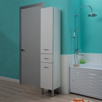 Шкаф пенал для ванной Aquanet Верона 35 L, c бельевой корзиной, белый