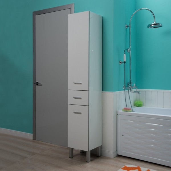 Шкаф пенал для ванной Aquanet Верона 35 L, c бельевой корзиной, белый