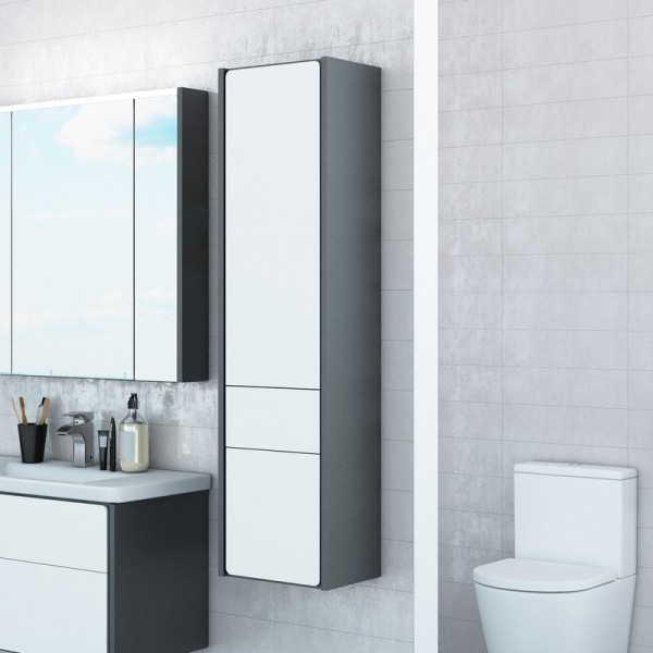 Шкаф пенал для ванной Roca Ronda белый глянец, антрацит, R