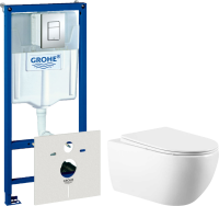 Комплект Унитаз подвесной Vincea Evo VT1-34 + Инсталляция Grohe Rapid SL 38772001 3 в 1 с кнопкой смыва + Шумоизоляция 37131000