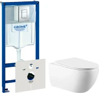 Комплект Унитаз подвесной Vincea Evo VT1-34 + Инсталляция Grohe Rapid SL 38772001 3 в 1 с кнопкой смыва + Шумоизоляция 37131000