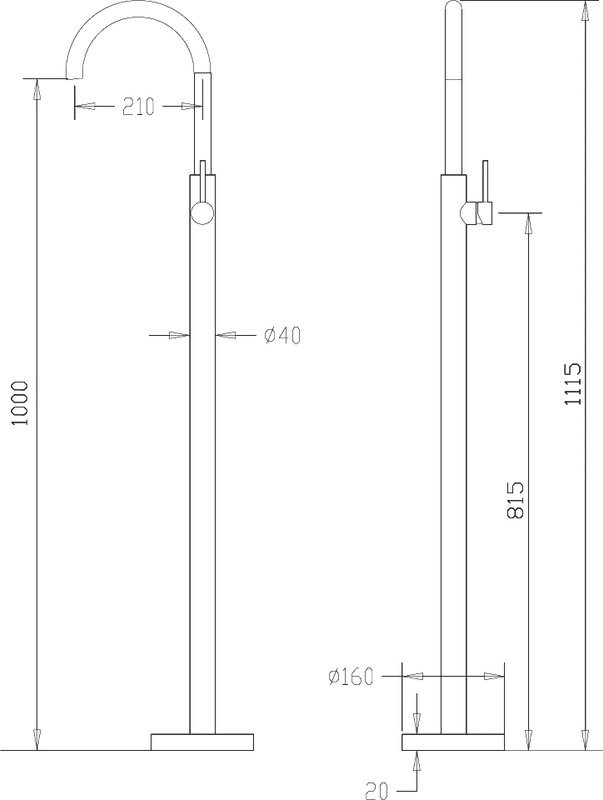 Напольный смеситель для раковины Abber Wasser Kreis AF8141 С ВНУТРЕННЕЙ ЧАСТЬЮ, хром