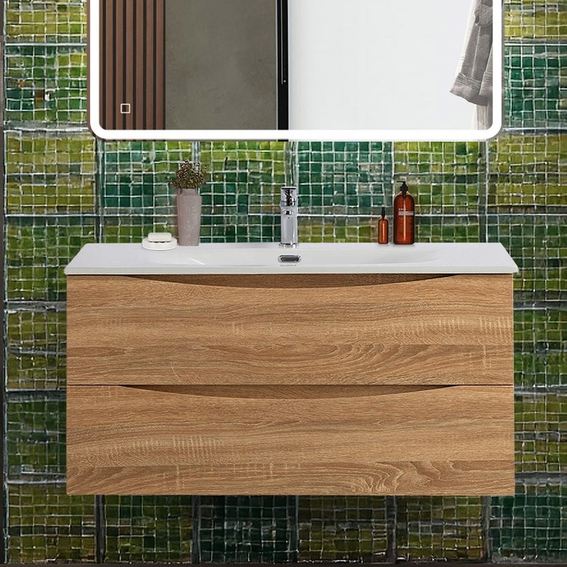 Тумба под раковину BelBagno Marino-cer-n 100 подвесная, rovere bianco