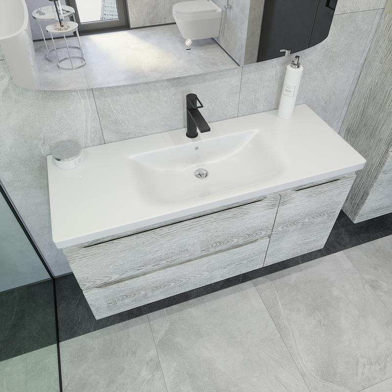 Тумба с раковиной Caprigo Forte 120 R подвесная, белый клен