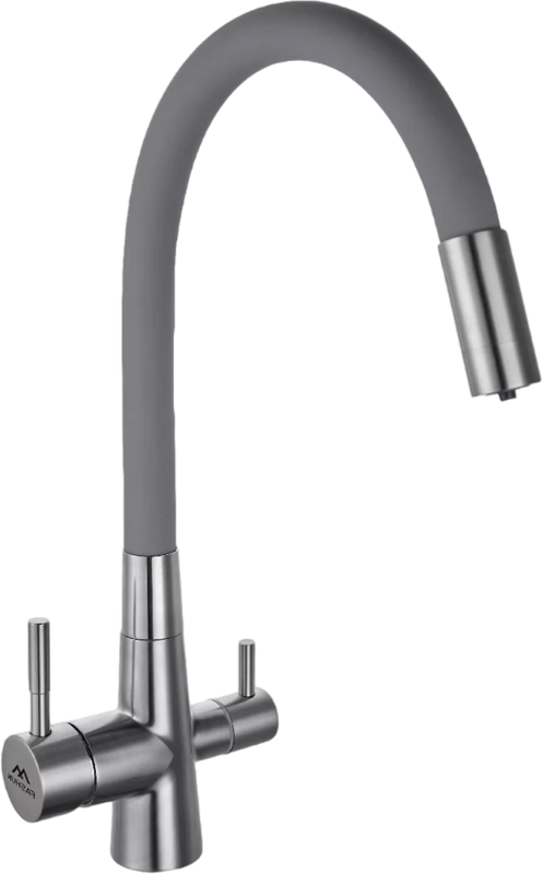 Смеситель для кухни Fashun A54029-12 с гибким изливом, сатин, серый