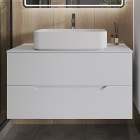 Тумба с раковиной Orange Line 100 подвесная, 2 ящика, матовая белая с раковиной B07-600W