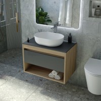 Тумба с раковиной Teymi Ritta 65 дуб эврика, матовый графит, раковина Solli 48