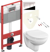 Комплект Унитаз подвесной VitrA S10 + Крышка S20 84-003-019 с микролифтом, петли хром + Инсталляция TECE Now 9400412 4 в 1 с кнопкой смыва