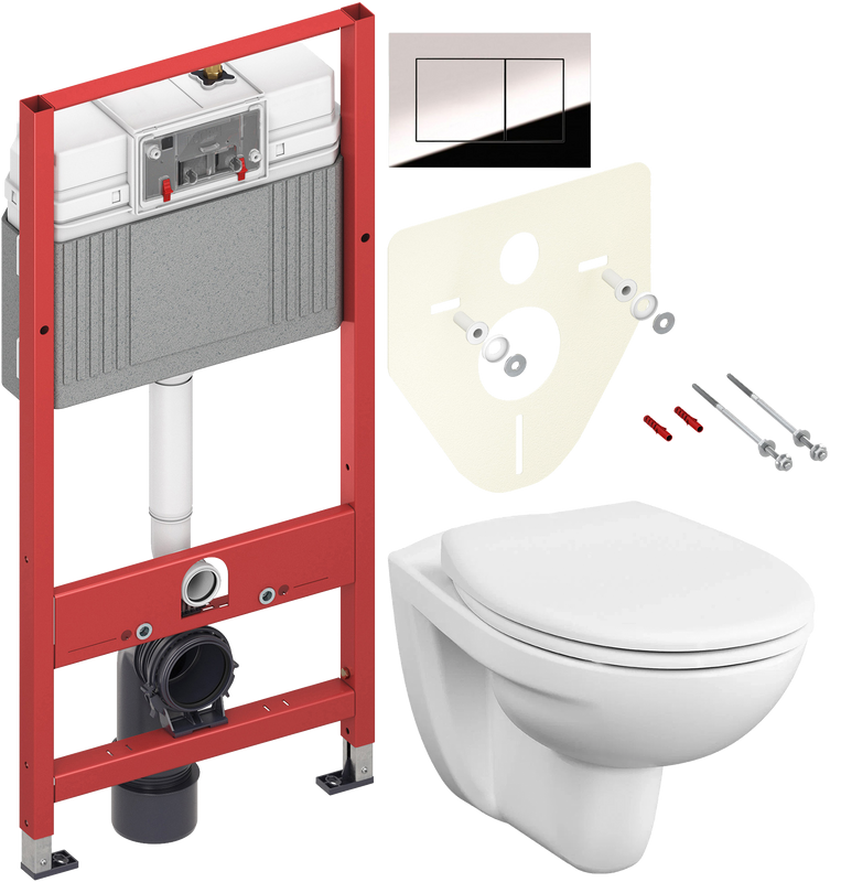 Комплект Унитаз подвесной VitrA S10 + Крышка S20 84-003-019 с микролифтом, петли хром + Инсталляция TECE Now 9400412 4 в 1 с кнопкой смыва