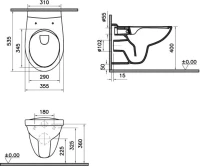 Комплект Унитаз подвесной VitrA S10 + Крышка S20 84-003-019 с микролифтом, петли хром + Инсталляция TECE Now 9400412 4 в 1 с кнопкой смыва