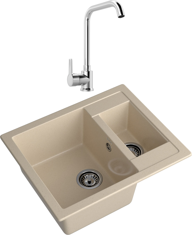Комплект Мойка GranFest Quadro Q-610K кашемир + Смеситель MEGA Ege MG-PL10 хром